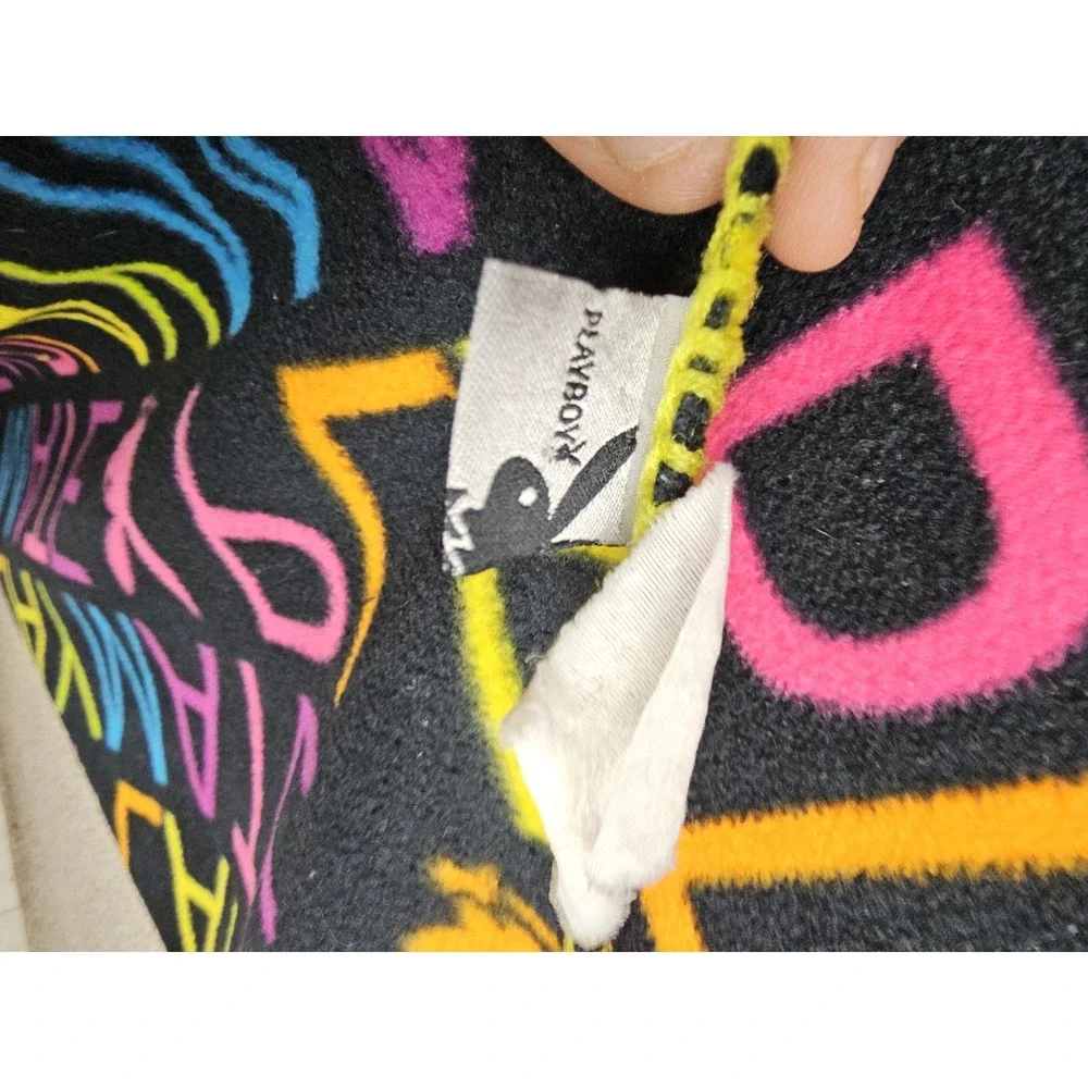Vintage Playboy Playmate Bunny Blanket Throw 60X48 Black, Yellow, Pink, Blue Y2K